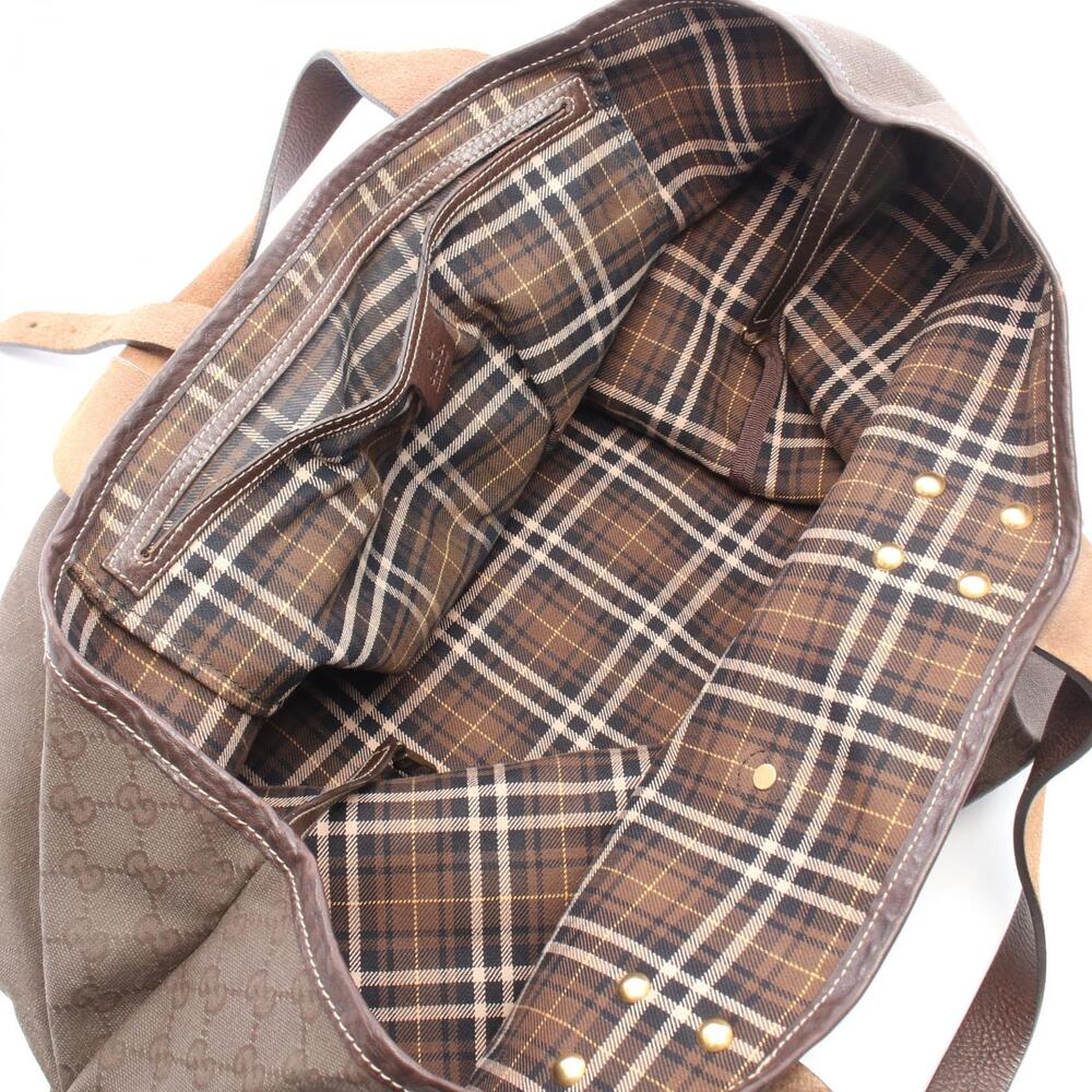 Gucci GG Canvas Tote Bag Leather Brown - Picture 3 of 5